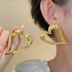 Серьги пусеты, конго, размер 51 мм, желтый, золотой, горчичный Reniva