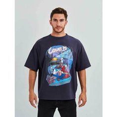 Футболка RETRIKA, размер standart oversize, графит, графит, темно-серый