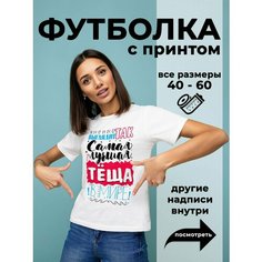 Футболка DARIART Лучшая теща в Мире, 1 шт., размер L, белый