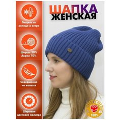 Шапка бини LanaCaps Саймон, размер 54-58, светло-синий