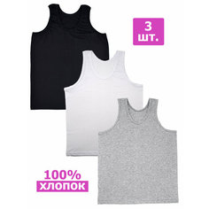 Майка Amtex, 3 шт., размер 50, черный/белый/серый