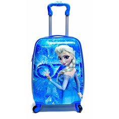 Чемодан , ручная кладь, 30х44х21 см, голубой с принтом Frozen Нет бренда