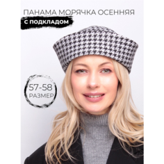 Панама докер OSOFI морячка гусиная лапка из шерсти, с хлопковым подкладом, размер 57/58, серый