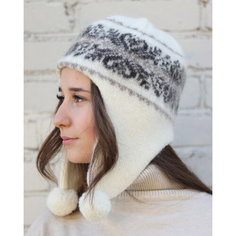 Шапка ушанка Freyja, размер 57/59, белый/бежевый