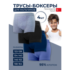 Трусы ALYA Underwear, 4 шт., размер 134-140, голубой, серый, синий, черный