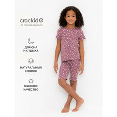 Пижама crockid К 1632/темная орхидея,цветочный танец, размер 60/116, розовый