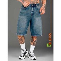 Бермуды MkJeans Летняя коллекция, размер 28, синий/серый