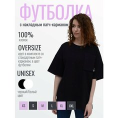 Футболка с накладным патч-карманом, 1 шт., размер L, черный Factura