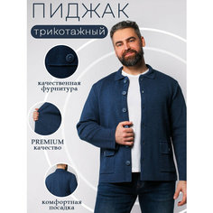 Кардиган KING PLAID, размер 54(3XL), , Джинсовый