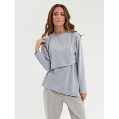 Лонгслив для кормящих мам Proud Mom, размер S, , серый меланж