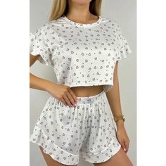 Пижама , размер XL, белый, розовый Fami1y Style