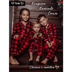 Пижама TITkids, размер 122/128, красный, черный