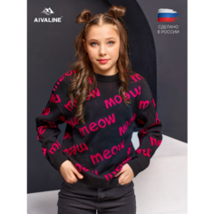 Джемпер АЙVА, размер 146, черный/фуксия