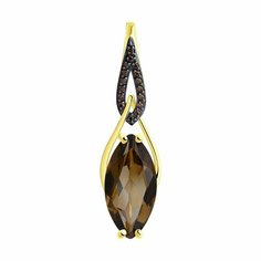 Подвеска Diamant, желтое золото, 585 проба, фианит, раухтопаз, коньячный