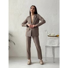 Костюм классический Donna Clar, размер 48, коричневый, бежевый
