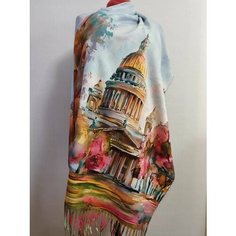 Палантин FAMUYI,176х70 см, фиолетовый, голубой, желтый, мультиколор