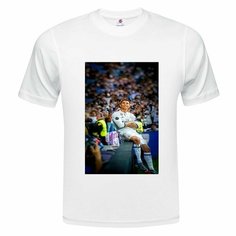 Футболка ONEQ унисекс 42-44 (XS) размер с принтом Cristiano Ronaldo, белая, размер XS, белый