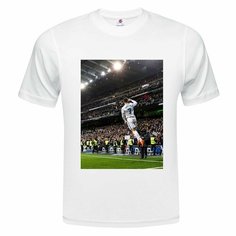 Футболка ONEQ унисекс 44-46 (S) размер с принтом Cristiano Ronaldo, белая, размер S, белый