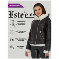 Куртка Estee exclusive Fur&Leather, размер 54, черный