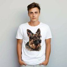 Футболка PrintLemura с овчаркой, размер 54, с овчаркой