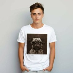 Футболка PrintLemura с мопсом, размер 54, с мопсом