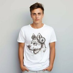 Футболка PrintLemura с хаски, размер 54, с хаски