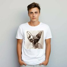 Футболка PrintLemura с лысым котом сфинксом, размер 54, с лысым котом сфинксом 2