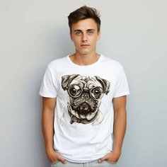 Футболка PrintLemura с мопсом, размер 50, с мопсом 3
