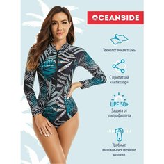 Купальник OCEANSIDE, размер 2XL, белый, черный, зеленый