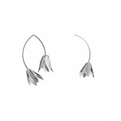 Серьги пусеты, с подвесками Kalinka modern story, размер 70 мм, серебристый