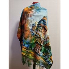 Палантин FAMUYI,176х70 см, голубой, коричневый, желтый, мультиколор