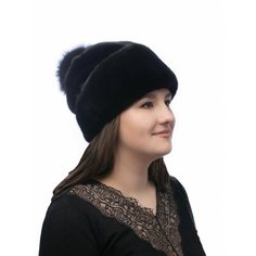 Шапка SeMi fur, размер 55-58, черный