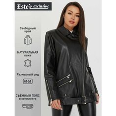 Кожаная куртка Estee exclusive Fur&Leather, размер L, черный