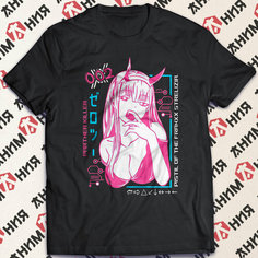 Футболка Футболка Darling in the FranXX, Милый во Франксе, 02, Черная, размер 2XL, чepный Анимания Brand