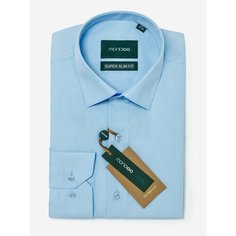 Рубашка MONDIGO приталенная с вытачками на спине SUPER SLIM FIT, размер 52, голубой