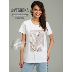 Футболка SAHAR, размер 56-58, белый/бежевый