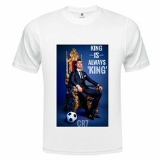 Футболка ONEQ унисекс 68-70 (6XL) размер с принтом Cristiano Ronaldo, белая, размер 6XL, белый