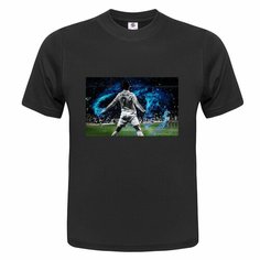 Футболка ONEQ унисекс 64-66 (5XL) размер с принтом Cristiano Ronaldo, черная, размер 5XL, черный