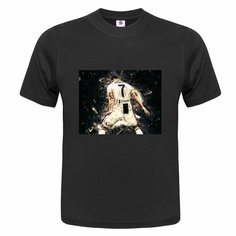 Футболка ONEQ унисекс 50-52 (XL) размер с принтом Cristiano Ronaldo, черная, размер XL, черный