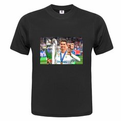 Футболка ONEQ унисекс 50-52 (XL) размер с принтом Cristiano Ronaldo, черная, размер XL, черный