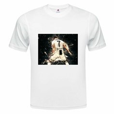 Футболка ONEQ унисекс 42-44 (XS) размер с принтом Cristiano Ronaldo, белая, размер XS, белый