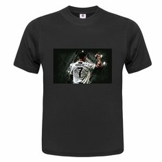 Футболка ONEQ унисекс 42-44 (XS) размер с принтом Cristiano Ronaldo, черная, размер XS, черный