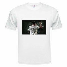 Футболка ONEQ унисекс 52-54 (XXL) размер с принтом Cristiano Ronaldo, белая, размер XXL, белый