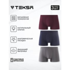 Трусы Teksa 3 пары, комплект из 3 шт., размер XL, серый