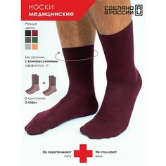 Носки Чебоксарский Трикотаж, комплект, 2 пары, размер 23, бордовый