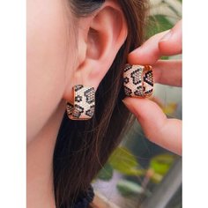 Серьги конго, кристалл, коричневый Bijou Bliss