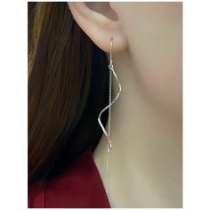 Серьги цепочки, с подвесками, размер 60 мм, серебристый Stasy CA