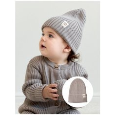 Шапка бини Happy Baby, размер 42-52, серый
