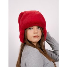 Шапка ушанка , размер 58-59-60, красный/краплак Нет бренда