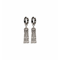 Серьги конго, с подвесками VERUSCHKA JEWELRY, фианит, размер 22 мм, серебряный